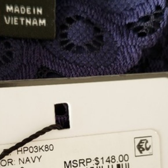 LAUNDRY New Lace Short Sleeve Dress 14 Navy NWT Women's L πHP - Picture 7 of 7